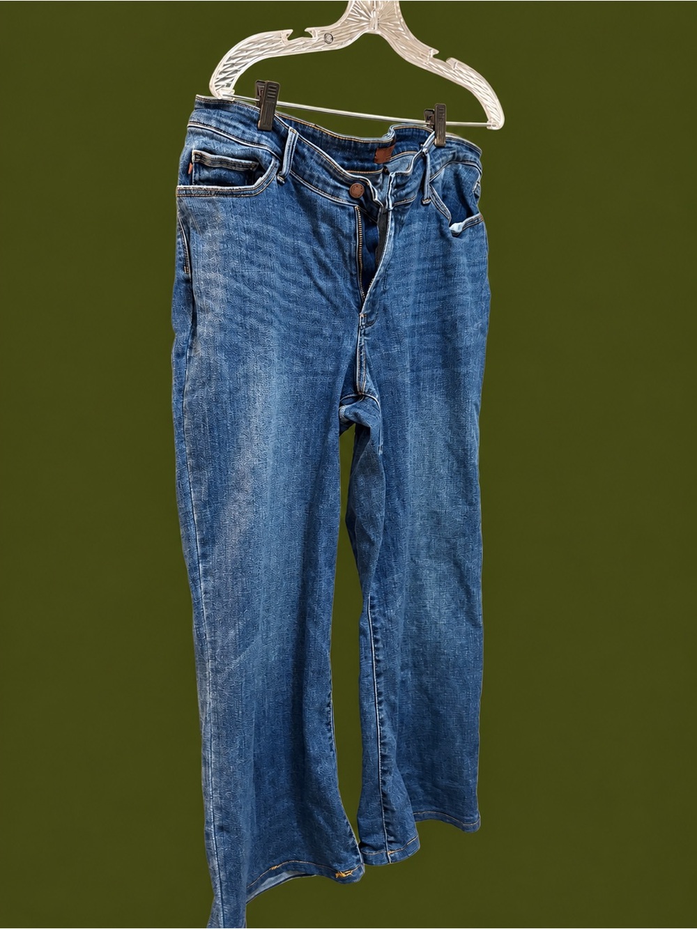 Judy Blue 16W 90s Straight Fit V-Front Jeans Dark Wash Cropped